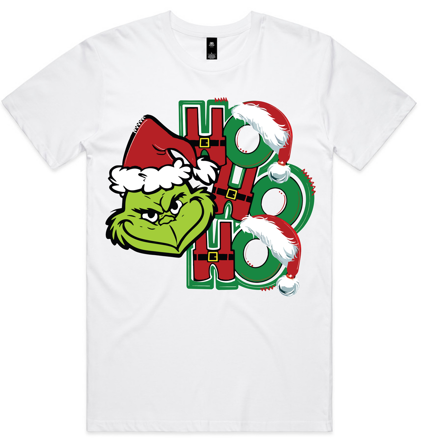 Grinch Christmas Design on AS Colour shirts Select Your Design