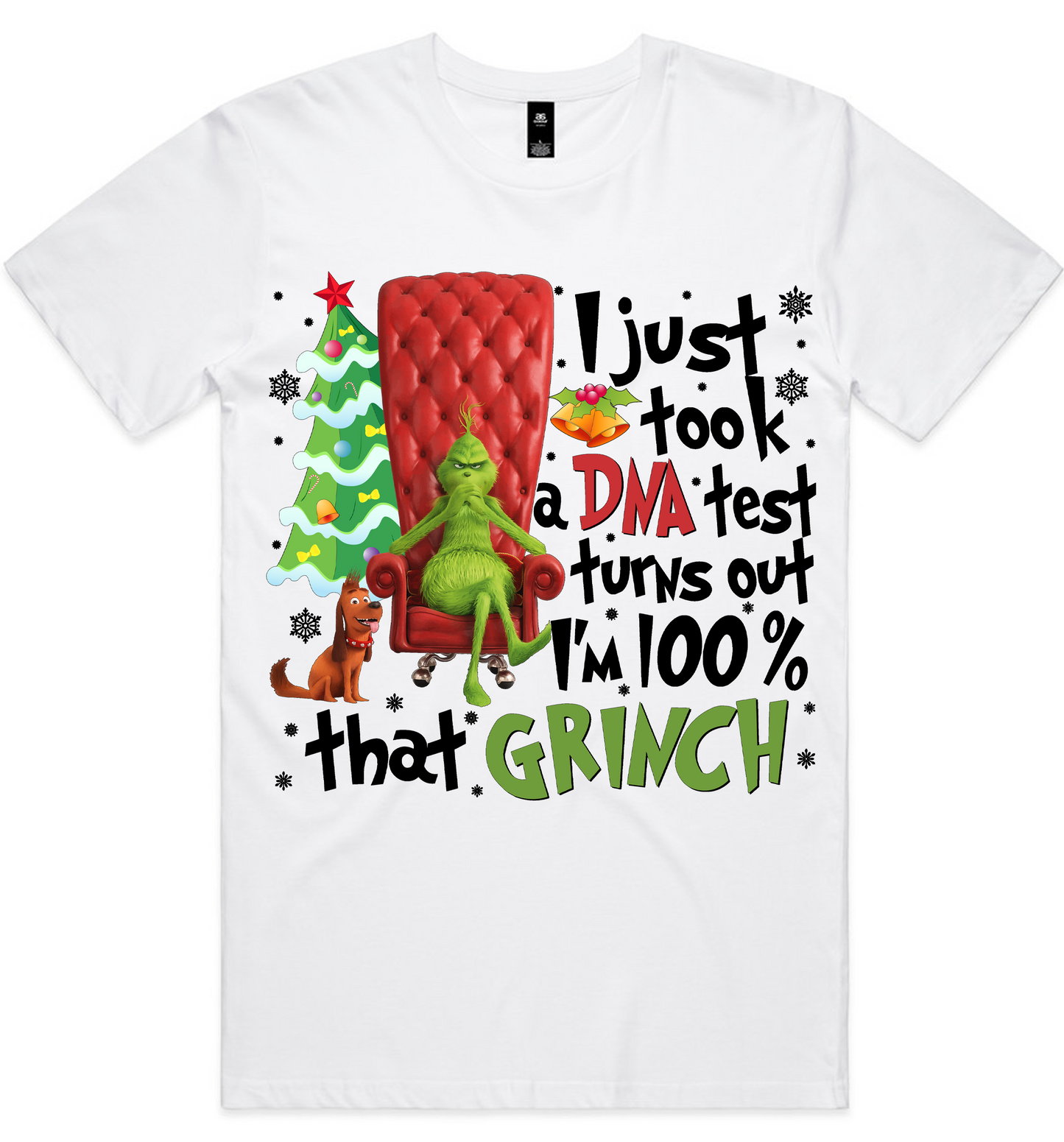 Grinch Christmas Design on AS Colour shirts Select Your Design