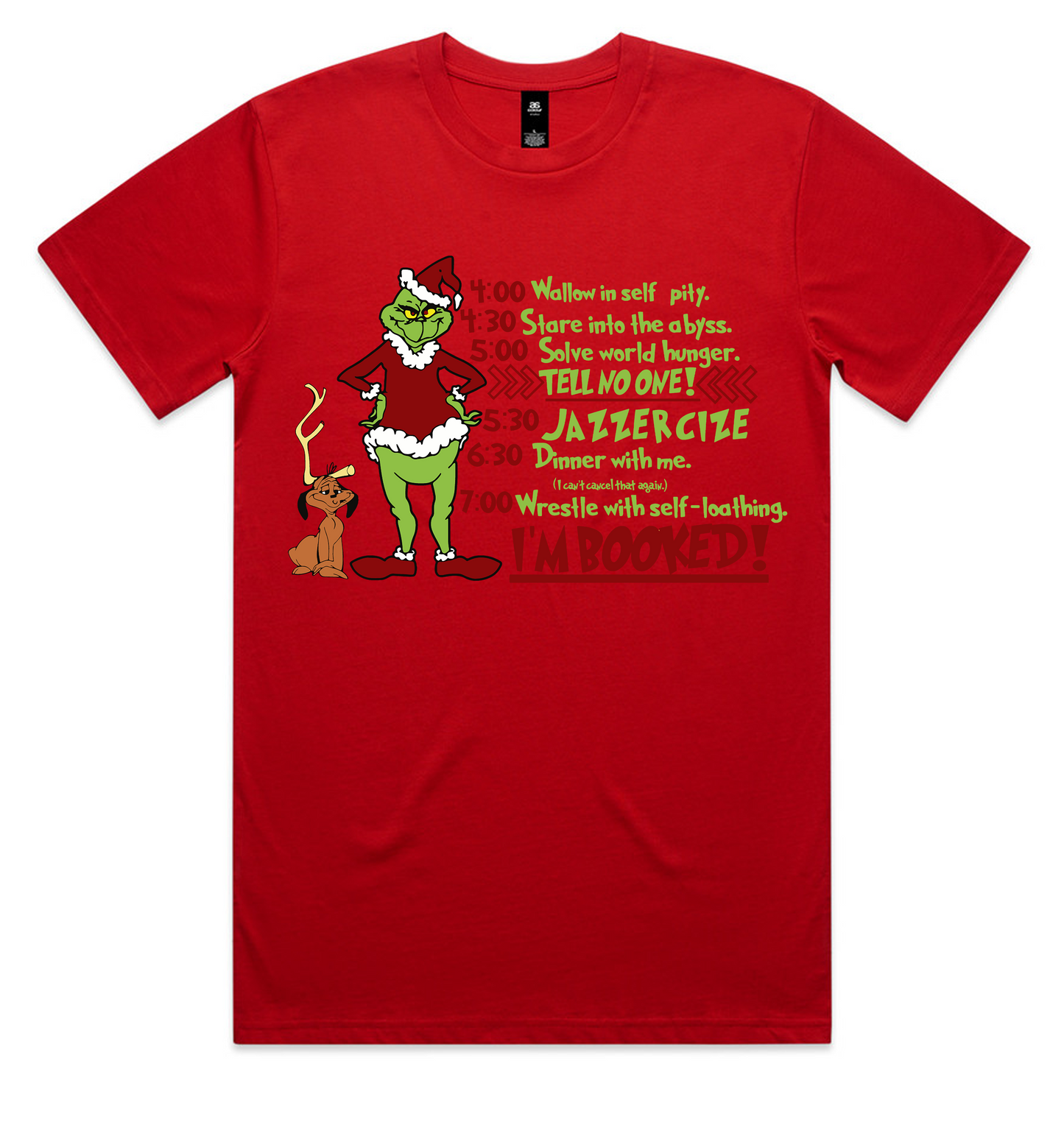 Grinch Christmas Design on AS Colour shirts Select Your Design