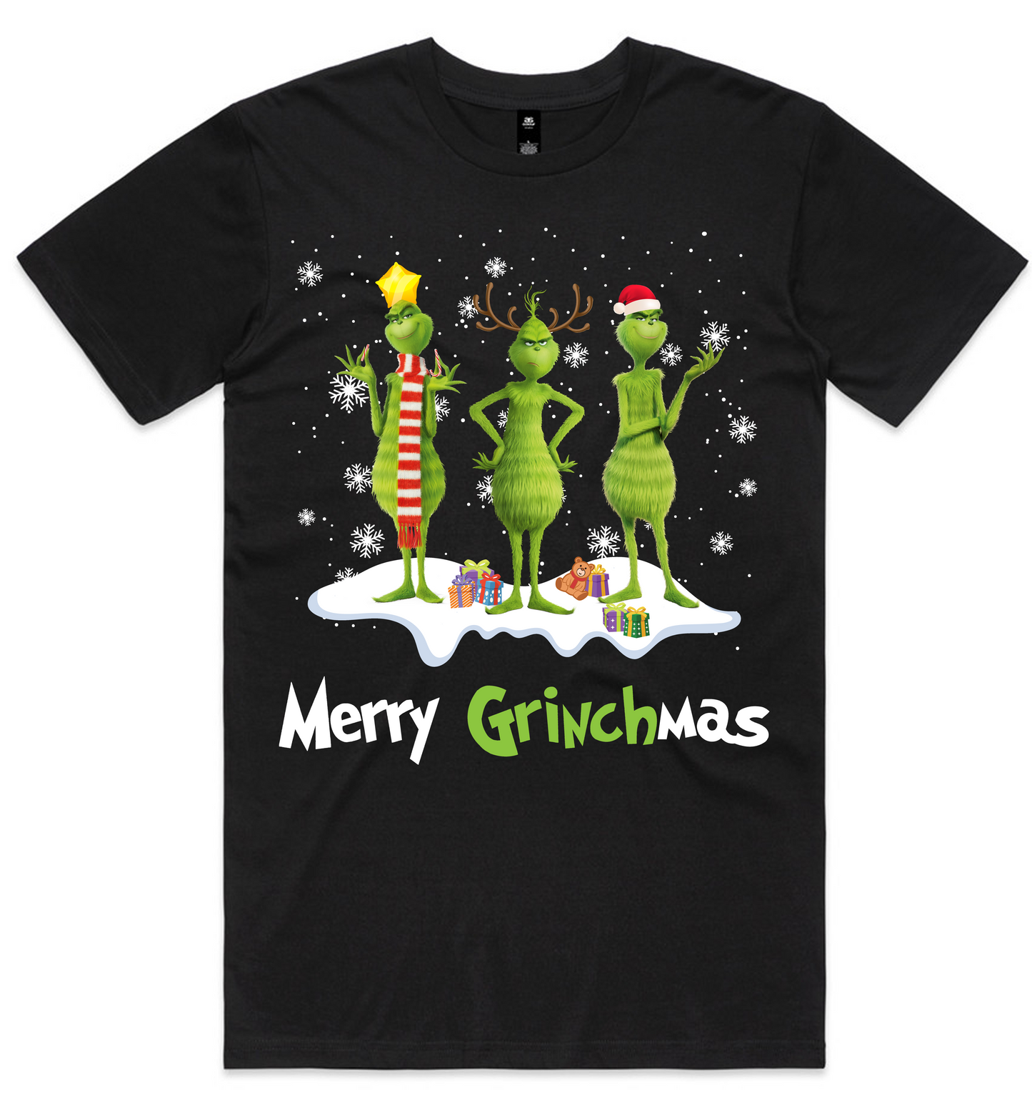 Grinch Christmas Design on AS Colour shirts Select Your Design