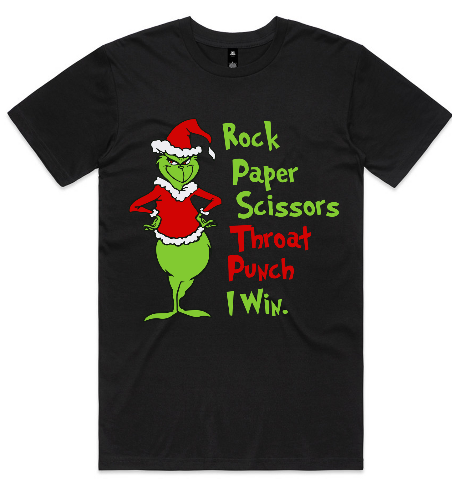 Grinch Christmas Design on AS Colour shirts Select Your Design