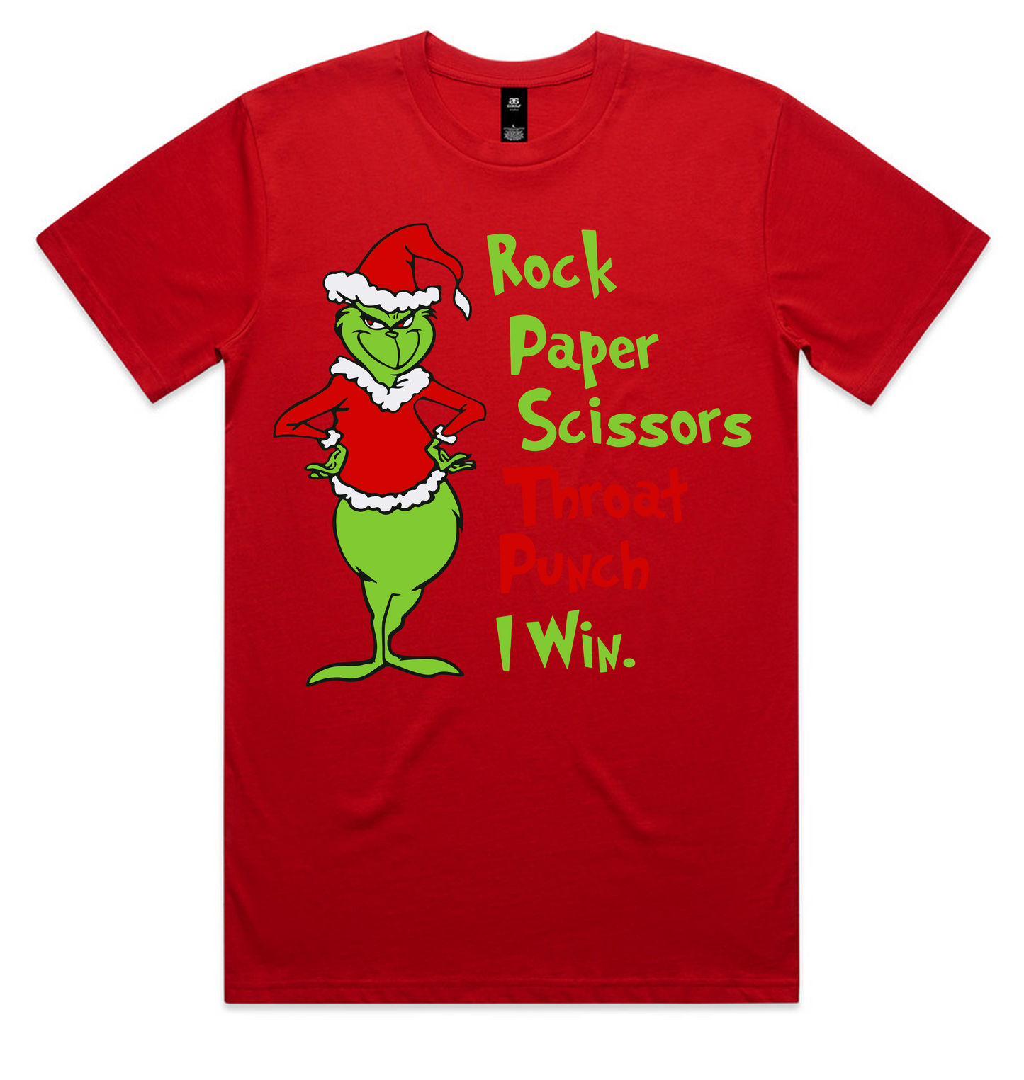 Grinch Christmas Design on AS Colour shirts Select Your Design