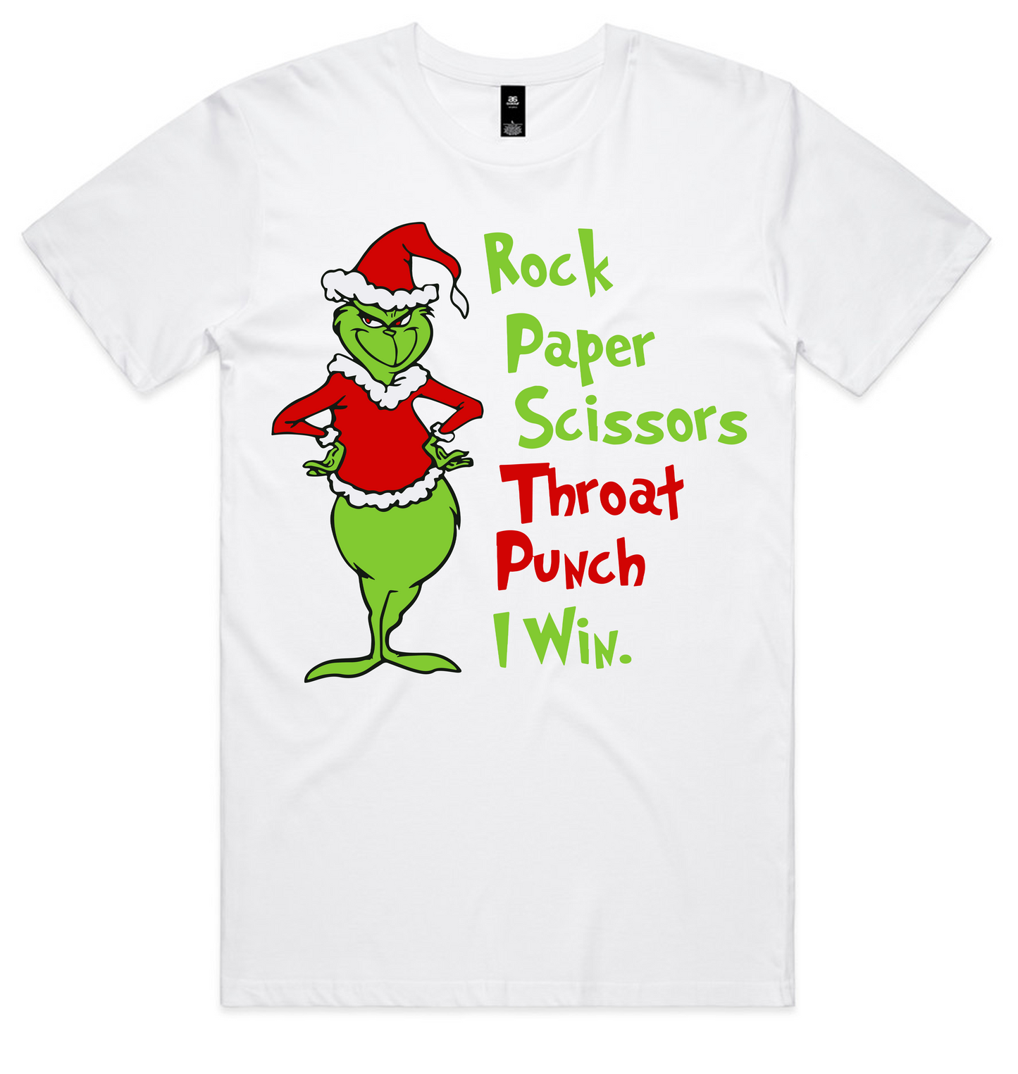 Grinch Christmas Design on AS Colour shirts Select Your Design